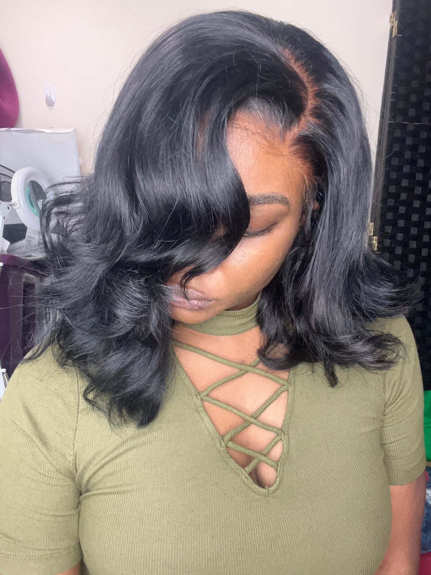Glueless Side Part Lace Closure Layered Bob Wig (4x6")